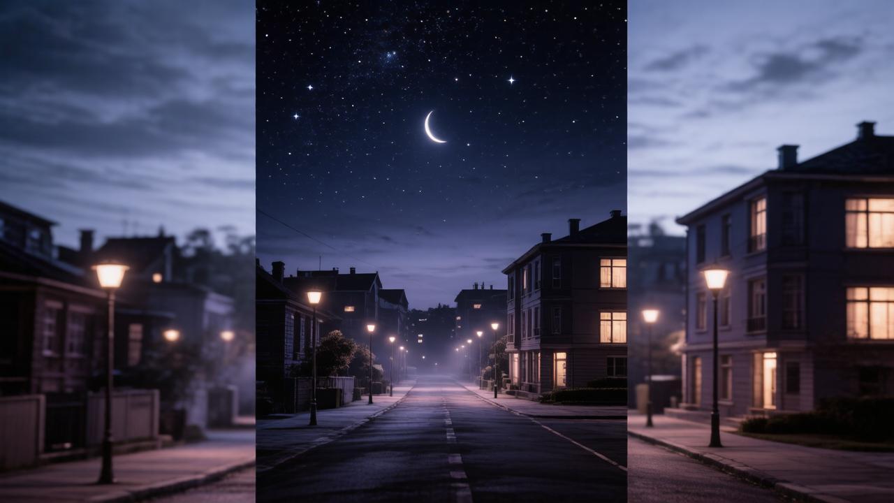 Звездное небо с луной над городом, мистическая атмосфера гороскопа на 26 сентября.